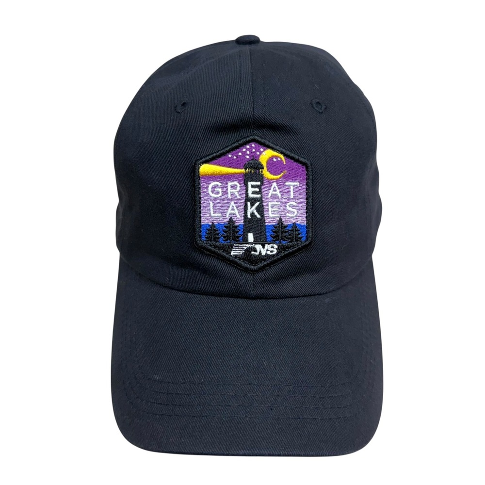 Great Lakes Hat Lighthouse Patch Baseball Cap Hat Strapback Men Black Sz OSFA